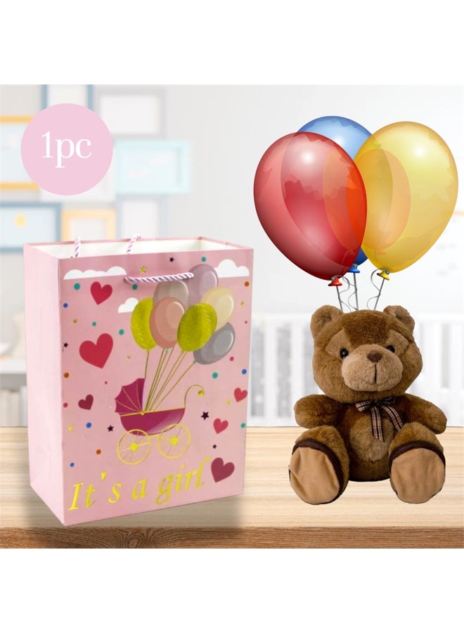 حقيبة هدايا ترحيبية بالمولودة الجديدة، إنها فتاة، تغليف هدايا وردي لحفلة الكشف عن جنس المولود، حجم كبير للأميرة، للآباء المنتظرين - Image 2